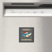 Funny Merry Sharkmas Christmas Shark Humor  マグネット (インサイチュ (食洗機))