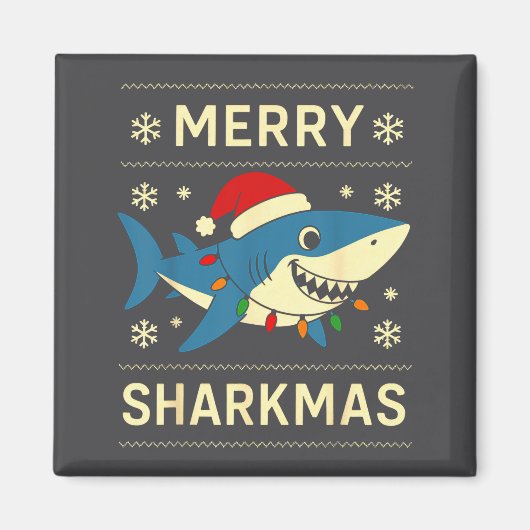 Funny Merry Sharkmas Christmas Shark Humor  マグネット (正面)