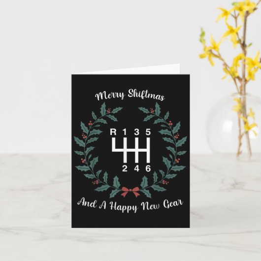 Funny Merry Shiftmas And A Happy New Quote Mechani カード (黄色い花)