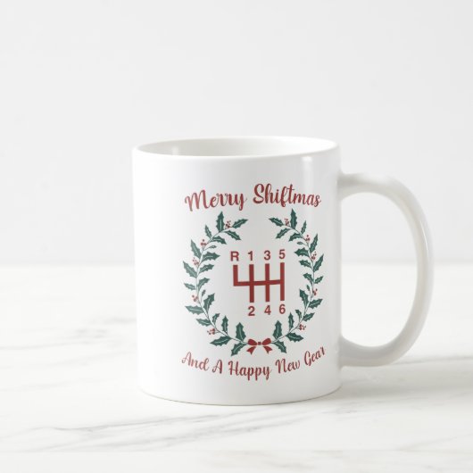 Funny Merry Shiftmas And A Happy New Quote Mechani コーヒーマグカップ (右)