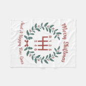 Funny Merry Shiftmas And A Happy New Quote Mechani フリースブランケット (正面(横))