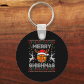 Funny Merry Swishmas Basketball Christmas Reindeer キーホルダー (正面)
