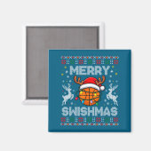 Funny Merry Swishmas Basketball Christmas Reindeer マグネット (正面/裏面)