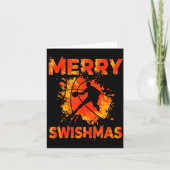 Funny Merry Swishmas Ugly Christmas Basketball Pla カード (正面)