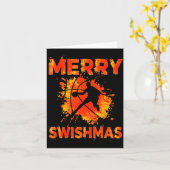 Funny Merry Swishmas Ugly Christmas Basketball Pla カード (黄色い花)