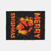 Funny Merry Swishmas Ugly Christmas Basketball Pla フリースブランケット (正面(横))