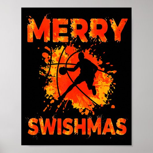 Funny Merry Swishmas Ugly Christmas Basketball Pla ポスター (正面)