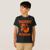 Funny Merry Swishmas Ugly Christmas Basketball Pla Tシャツ (正面フル)
