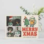Funny Merry Xmas Groovy Photo Christmas  カード (スタンド正面)