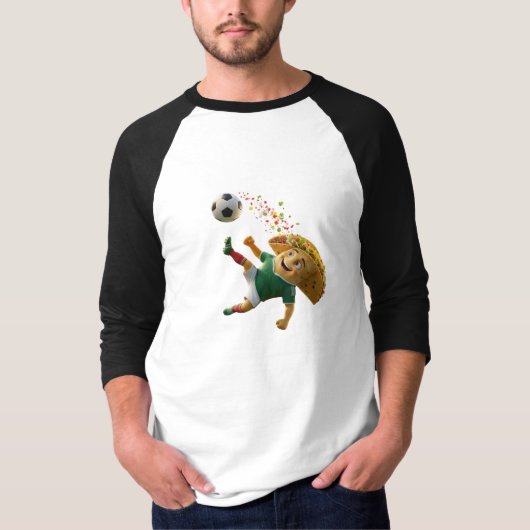 Funny Mexico Taco Soccer Mascot Bicycle Kick World Tシャツ (正面)