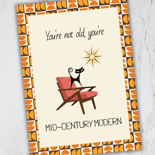 Funny Mid-Century Modern Atomic Cat Birthday Card シーズンカード