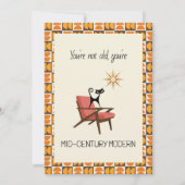 Funny Mid-Century Modern Atomic Cat Birthday Card シーズンカード (正面)