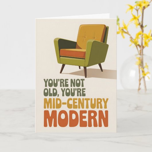 Funny Mid-Century Modern Birthday カード (黄色い花)