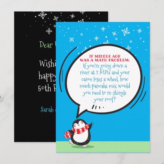 Funny Middle Age Math Problem Birthday Card (正面/裏面)