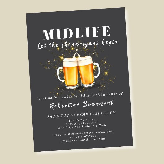 Funny Midlife Crisis Shenanigans 50th Birthday 招待状