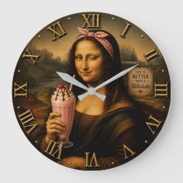 Funny Milkshake Mona Lisa ラージ壁時計