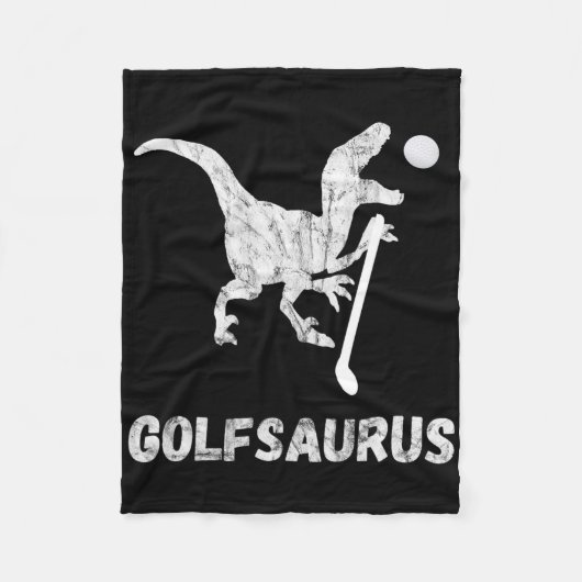 Funny Mini Golf Player Golf Dinosaur Golfer T-rex  フリースブランケット (正面)