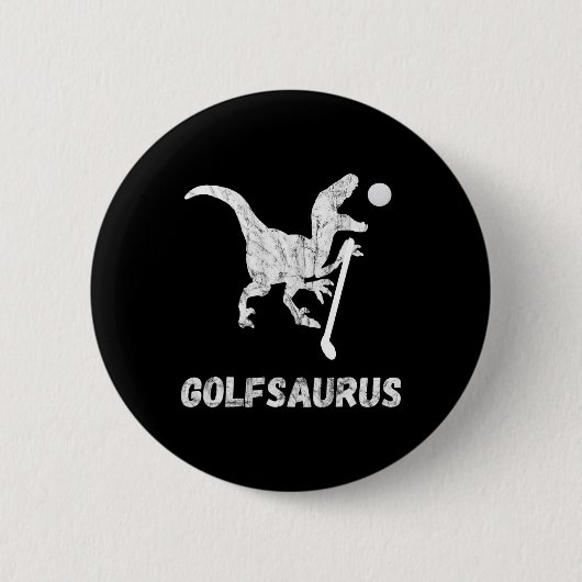 Funny Mini Golf Player Golf Dinosaur Golfer T-rex 缶バッジ (正面)