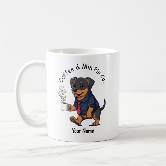 Funny Miniature Pinscher Dog Business Suit Coffee コーヒーマグカップ (左)