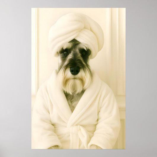 Funny Miniature Schnauzer Bathroom Print ポスター (正面)