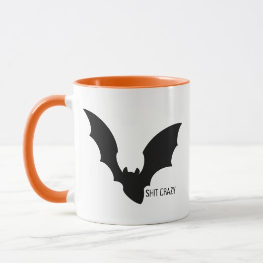 Funny Minimal Halloween Black Bat Crazy マグカップ (左)