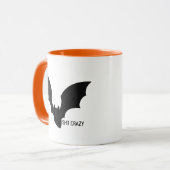 Funny Minimal Halloween Black Bat Crazy マグカップ (正面左)