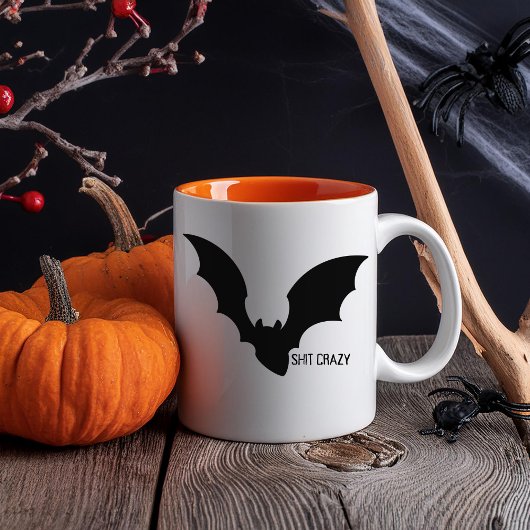 Funny Minimal Halloween Black Bat Crazy マグカップ