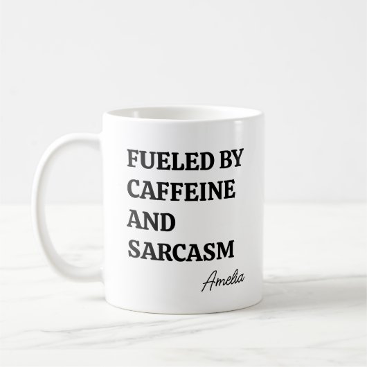 Funny Minimalist Caffeine Sarcasm Personalized コーヒーマグカップ (左)