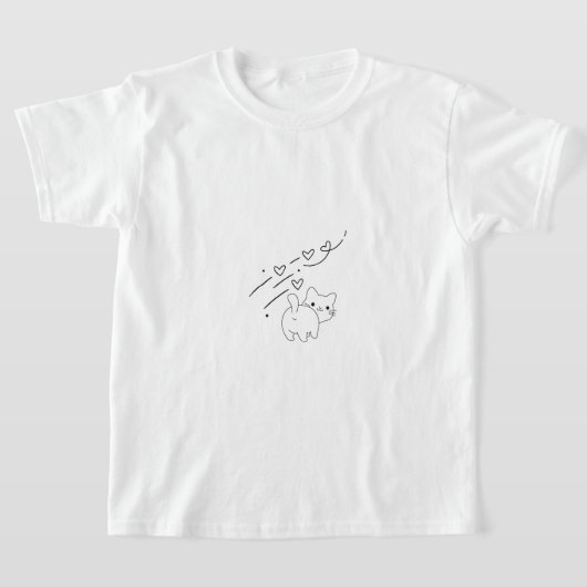 Funny Minimalist Cat Kids Tシャツ (レイダウン)