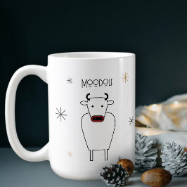 Funny Minimalist Moodolf The Red Nose Reindeer Pun コーヒーマグカップ