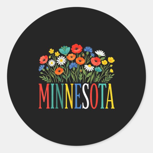 Funny minnesota floral vacation group matching ラウンドシール (正面)