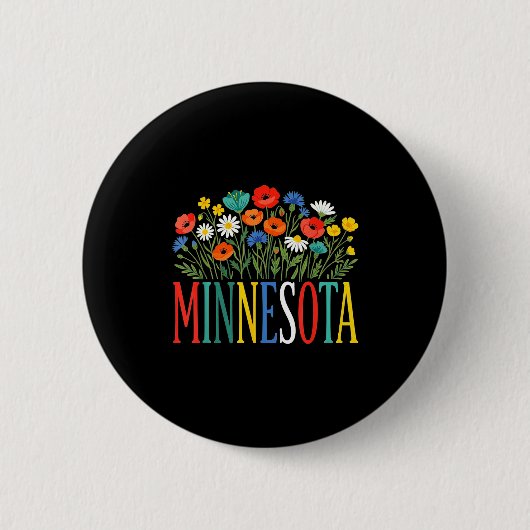 Funny minnesota floral vacation group matching 缶バッジ (正面)