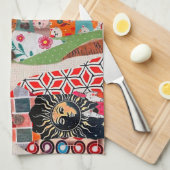 Funny Mixed Media Paper Cat Kitchen Towel キッチンタオル (四つ折り)