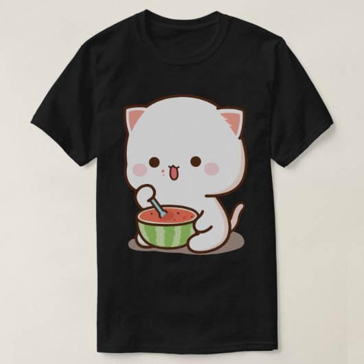 Funny mochi mochi peach cat Sticker.png Tシャツ (デザイン正面)