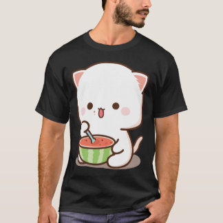Funny mochi mochi peach cat Sticker.png Tシャツ