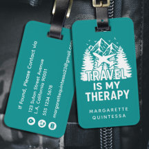 Funny Modern Travel Humor Teal & White Typography 
