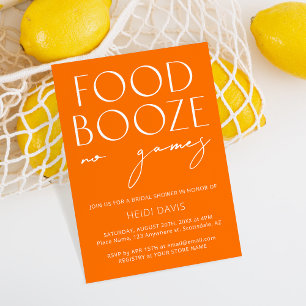 Funny Modern Vibrant Orange No Games Bridal Shower 招待状