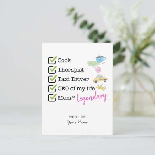 Funny Mom Checklist ポストカード (スタンド正面)