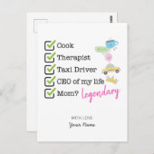 Funny Mom Checklist ポストカード (正面/裏面)