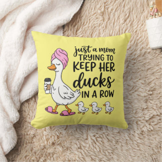 Funny Mom ducks word art  クッション