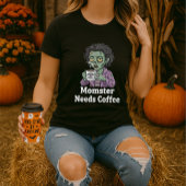 Funny Mom Halloween Momster Needs Coffee Tシャツ