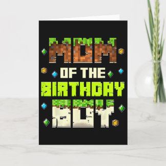 Funny Mom Of The Birthday Boy Video Gamer Pixel Bd カード
