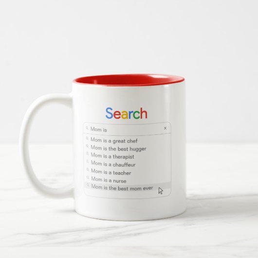 Funny Mom Search Custom Autocomplete Phrases ツートーンマグカップ (左)