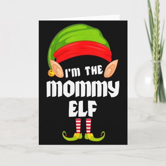 Funny Mommy Elf Matching Family Group Pj Christmas カード (正面)