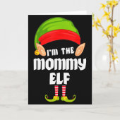 Funny Mommy Elf Matching Family Group Pj Christmas カード (黄色い花)
