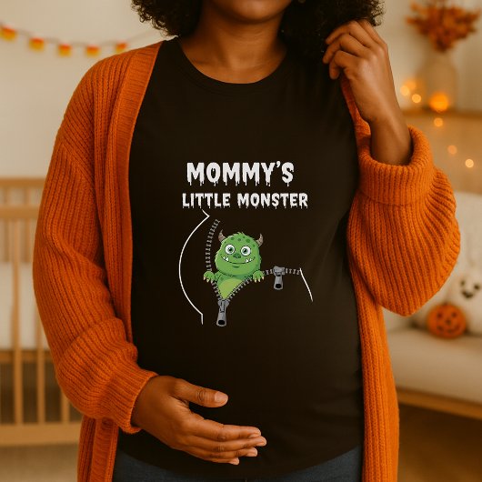 Funny Mommy Little Monster Peekaboo Pregnant Tシャツ