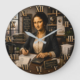 Funny Mona Lisa Accountant Office Decor ラージ壁時計