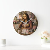 Funny Mona Lisa Administrative Assistant Office ラージ壁時計 (ホーム)