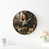 Funny Mona Lisa Banker Banking Office Decor ラージ壁時計 (ホーム)