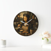 Funny Mona Lisa Barista Coffee Shop Kitchen ラージ壁時計 (ホーム)
